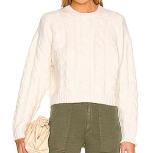 Joie Soft Cream Cable Knit Sweater in Porcelain color - S